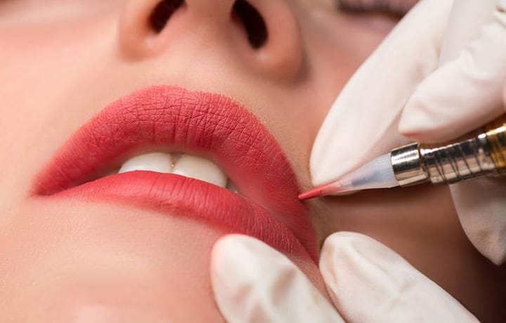 Permanent lip makeup result